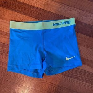 NIKE | blue & neon green athletic shorts XS